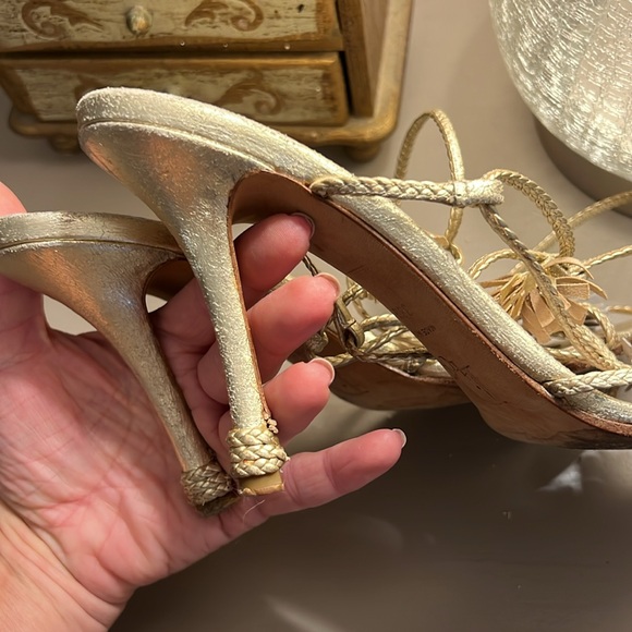 Stunning Vintage Dior gold strappy fringy sandals - Picture 7 of 11